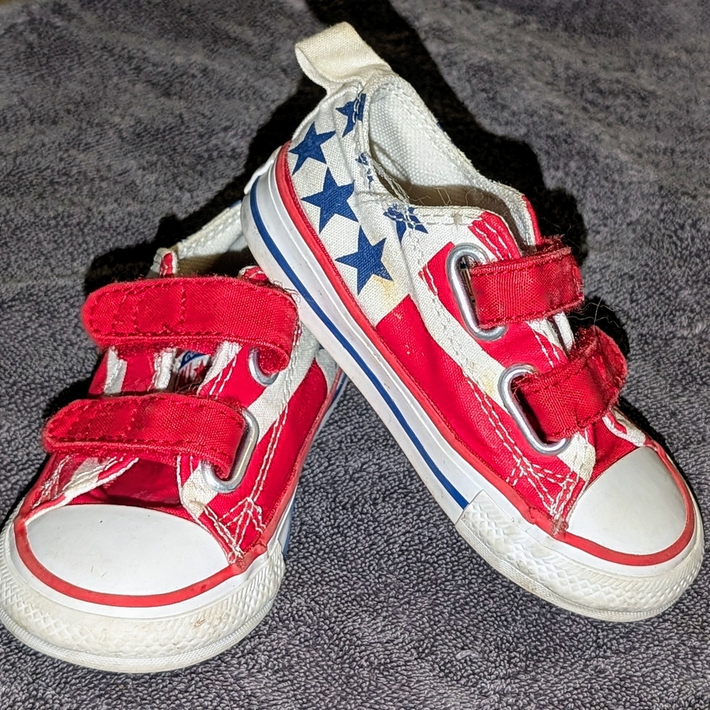 Converse Red and White Velcro Sneakers